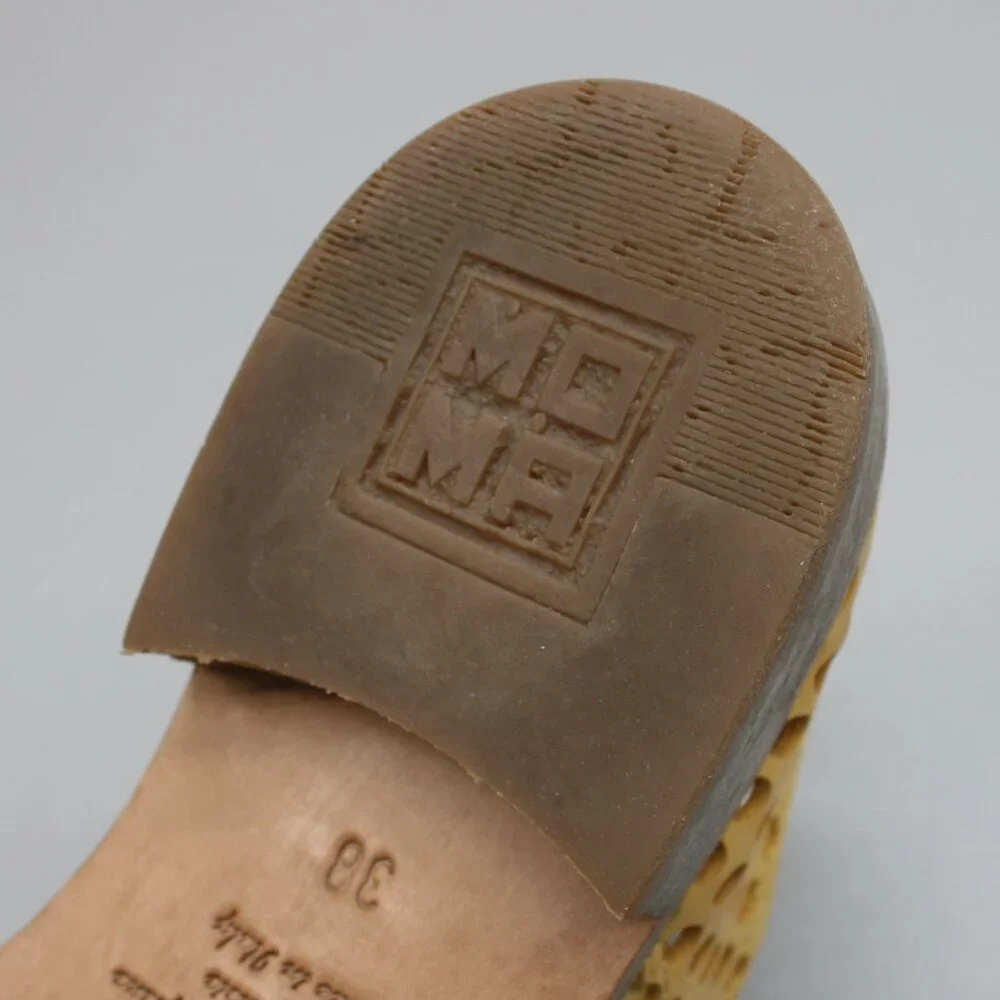 MOMA 38 Ladies 8 Luna Giallo Yellow Perforated Polka Dots Shoes Oxfords - Italy - Picture 10 of 12